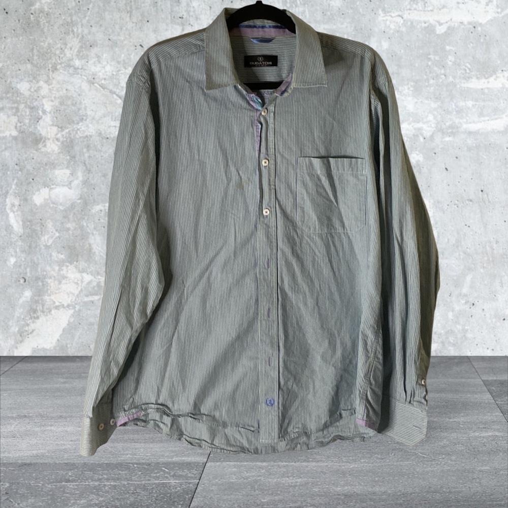 Bugatchi Uomo LS Dress Shirt Sz Lrg. Blue EUC